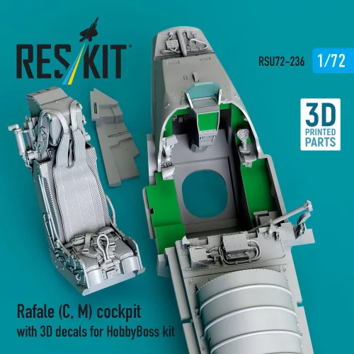 ResKit Models Rafale (C, M) cockpit with 3D decals for HobbyBoss kit (3D Printed) - cockpitkészlet 3D matricákkal