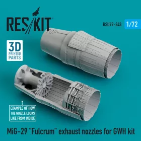   ResKit Models MiG-29 Fulcrum exhaust nozzles for GWH kit (3D Printed + Resin) - hajtómű-fúvócsövek