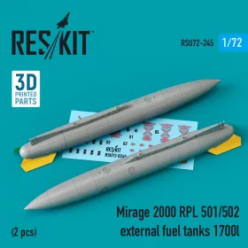   ResKit Models Mirage 2000 RPL 501/502 external fuel tanks 1700lt (2 pcs) (3D Printed) - Mirage 2000 RPL 501/502 – külső üzemanyag-póttartályok, 2 db