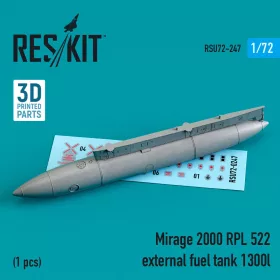   ResKit Models Mirage 2000 RPL 522 external fuel tank 1300lt (3D Printed) - Mirage 2000 RPL 522 – külső üzemanyag-póttartály