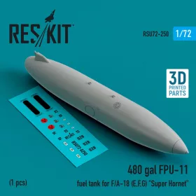   ResKit Models 480 gallon FPU-11 fuel tank for F/A-18 (E,F,G) Super Hornet (1 pcs) (3D Printed) - F/A-18 (E,F,G) Super Hornet – 480 gallonos FPU-11 üzemanyag-póttartály, 1 db