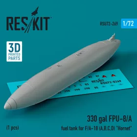   ResKit Models 330 gal FPU-8/A fuel tank for F/A-18 (A,B,C,D) Hornet (1 pcs) (3D printed) - 330 gallonos FPU-8/A üzemanyag-póttartály, 1 db