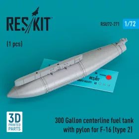   ResKit Models F-16 (A/B/C/D/E/F/I) (2. típus) – 300 gallonos törzs alatti üzemanyag-póttartály pilonnal, 1 db