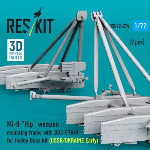 ResKit Models Mi-8 Hip weapon mounting frame with BD3-57KrV for Hobby Boss kit (USSR/UKRAINE Early) (2 pcs) (3D Printed) - fegyverfelfüggesztő keret, 2 db