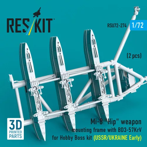 ResKit Models Mi-8 Hip weapon mounting frame with BD3-57KrV for Hobby Boss kit (USSR/UKRAINE Early) (2 pcs) (3D Printed) - fegyverfelfüggesztő keret, 2 db
