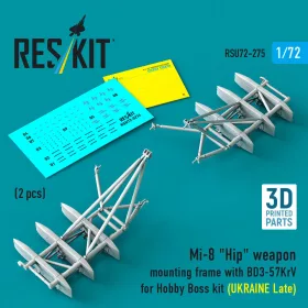   ResKit Models Mi-8 Hip weapon mounting frame with BD3-57KrV for Hobby Boss kit (UKRAINE Late) (2 pcs) (3D Printed) - fegyverfelfüggesztő keret, 2 db