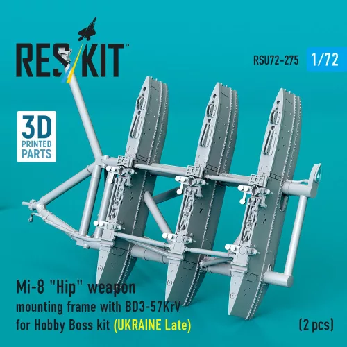 ResKit Models Mi-8 Hip weapon mounting frame with BD3-57KrV for Hobby Boss kit (UKRAINE Late) (2 pcs) (3D Printed) - fegyverfelfüggesztő keret, 2 db