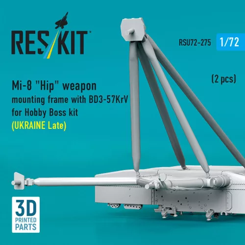 ResKit Models Mi-8 Hip weapon mounting frame with BD3-57KrV for Hobby Boss kit (UKRAINE Late) (2 pcs) (3D Printed) - fegyverfelfüggesztő keret, 2 db