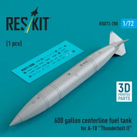   ResKit Models 600 gallon centerline fuel tank for A-10 Thunderbolt II (1 pcs) (3D Printed) - A-10 Thunderbolt II – 600 gallonos törzs alatti üzemanyag-póttartály, 1 db