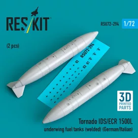   ResKit Models Tornado IDS/ECR 1500L underwing fuel tanks (welded) (German/Italian) (2 pcs) (3D Printed) - 1500 literes szárny alatti üzemanyag-póttartályok, 2 db