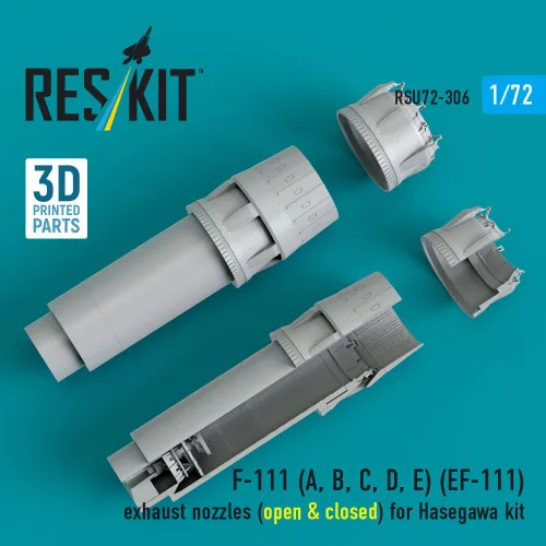 ResKit Models F-111 (A, B, C, D, E) (EF-111) exhaust nozzles (open & closed) for Hasegawa kit (3D Printed) - hajtómű-fúvócsövek