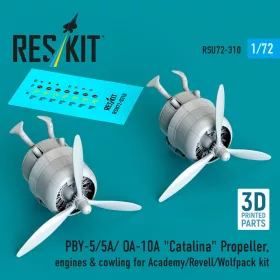   ResKit Models PBY-5/5A/ OA-10A Catalina Propeller, engines & cowling for Academy/Revell/Wolfpack kit (3D printed) - légcsavar, motor