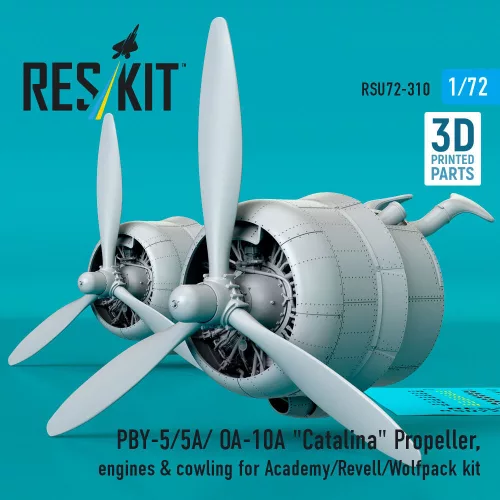 ResKit Models PBY-5/5A/ OA-10A Catalina Propeller, engines & cowling for Academy/Revell/Wolfpack kit (3D printed) - légcsavar, motor