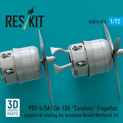 ResKit Models PBY-5/5A/ OA-10A Catalina Propeller, engines & cowling for Academy/Revell/Wolfpack kit (3D printed) - légcsavar, motor
