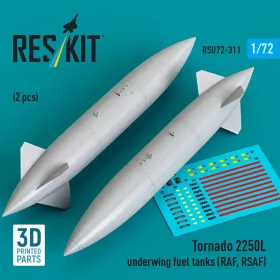   ResKit Models Tornado 2250L underwing fuel tanks (RAF, RSAF) (2 pcs) (3D Printed) - Tornado – 2250 literes szárny alatti üzemanyag-póttartályok, 2 db