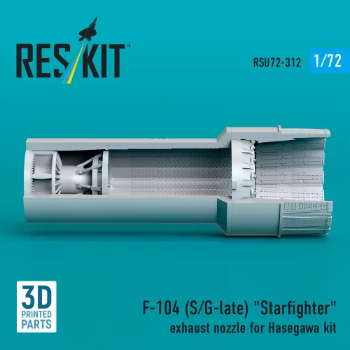 ResKit Models F-104 (S/G-late) Starfighter exhaust nozzle for Hasegawa kit (3D Printed) - F-104 (S/G-késői) Starfighter – hajtómű-fúvócső