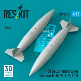   ResKit Models 150 gallon underwing fuel tanks (F-5E/F/N, F-20, AT-3) (2 pcs) (3D Printed) - 150 gallonos szárny alatti üzemanyag-póttartályok, 2 db
