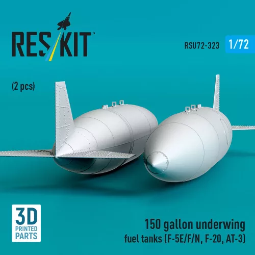 ResKit Models 150 gallon underwing fuel tanks (F-5E/F/N, F-20, AT-3) (2 pcs) (3D Printed) - 150 gallonos szárny alatti üzemanyag-póttartályok, 2 db