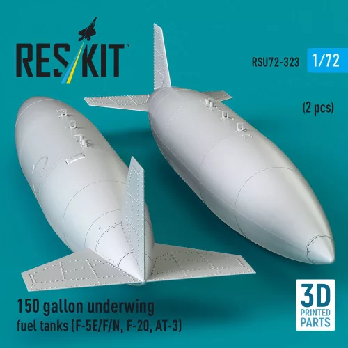 ResKit Models 150 gallon underwing fuel tanks (F-5E/F/N, F-20, AT-3) (2 pcs) (3D Printed) - 150 gallonos szárny alatti üzemanyag-póttartályok, 2 db