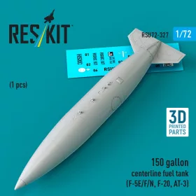   ResKit Models 150 gallon centerline fuel tank (F-5E/F/N, F-20, AT-3) (1 pcs) (3D Printed) - 150 gallonos törzs alatti üzemanyag-póttartály, 1 db