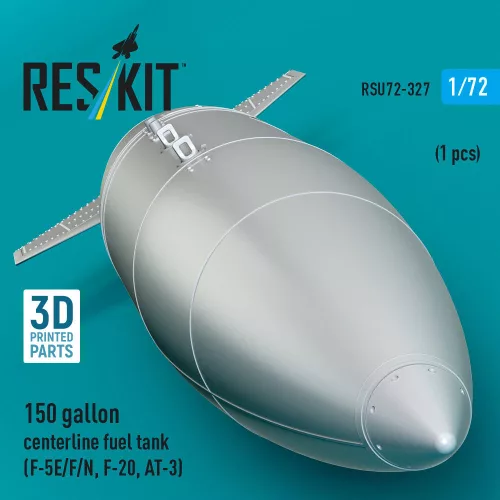 ResKit Models 150 gallon centerline fuel tank (F-5E/F/N, F-20, AT-3) (1 pcs) (3D Printed) - 150 gallonos törzs alatti üzemanyag-póttartály, 1 db