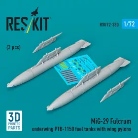   ResKit Models MiG-29 Fulcrum – PTB-1150 szárny alatti üzemanyag-póttartályok pilonokkal, 2 db