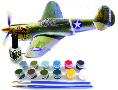 MisterCraft P-40E Aleutian Tiger 1:72 Starter Kit repülőgép makett – MisterCraft SD-202