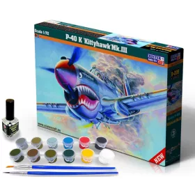 MisterCraft P-40 K Kittyhawk Mk.III 1:72 Starter Kit repülőgép makett – MisterCraft SD-220