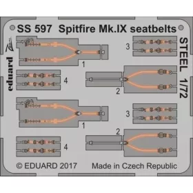   Eduard Accessories Spitfire Mk.IX seatbelts STEEL f.Eduard - Spitfire Mk.IX – acél fotómaratott biztonsági övek