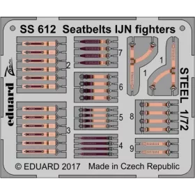   Eduard Accessories Seatbelts IJN fighters STEEL - Japán Császári Haditengerészet vadászgépeihez – acél fotómaratott biztonsági övek