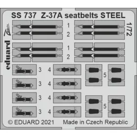   Eduard Accessories Z-37A seatbelts STEEL 1/72 for EDUARD - acél fotómaratott biztonsági övek