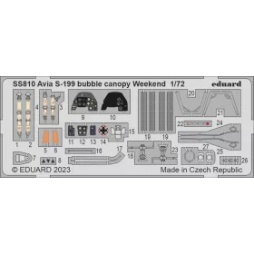   Eduard Accessories S-199 bubble canopy Weekend 1/72 EDUARD - S-199 buborékkabintetős változat Weekend – részletező készlet