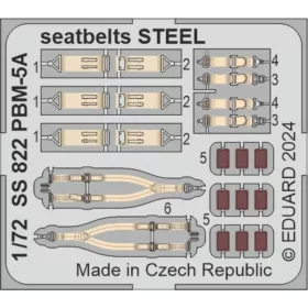   Eduard Accessories PBM-5A seatbelts STEEL 1/72 ACADEMY - acél fotómaratott biztonsági övek