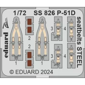   Eduard Accessories P-51D seatbelts STEEL - acél fotómaratott biztonsági övek