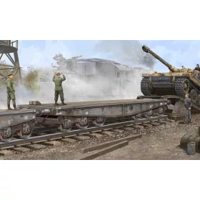   Trumpeter német nehéz pőrekocsi Type SSyms 80 – 1:35 vasúti makett
