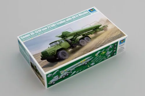 Trumpeter szovjet ZIL-131V + 2T3M1 pótkocsi + 8K14 rakéta – 1:35 rakéta-/légvédelmi rendszer makett