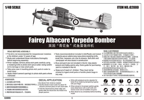 Trumpeter Fairey Albacore torpedóbombázó – 1:48 repülőgép makett