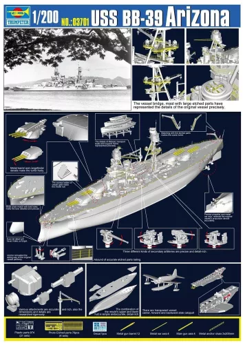 Trumpeter USS Arizona BB-39 – 1:200 hajómakett