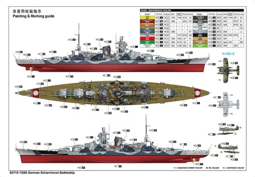 Trumpeter német Scharnhorst csatahajó – 1:200 hajómakett