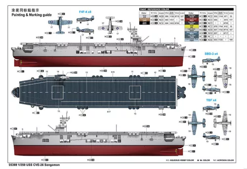 Trumpeter USS CVE-26 Sangamon – 1:350 repülőgép-hordozó makett