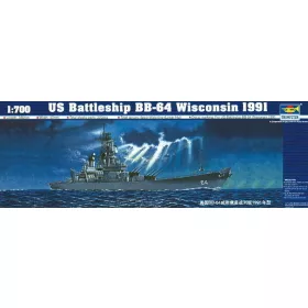   Trumpeter csatahajó USS Wisconsin BB-64 1991 – 1:700 hajómakett