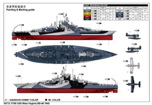 Trumpeter USS West Virginia BB-48 – 1945 – 1:700 hajómakett