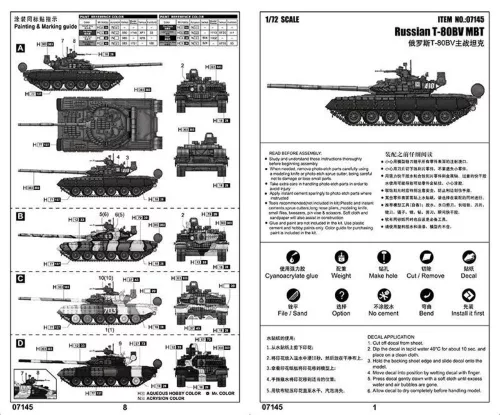 Trumpeter orosz T-80BV MBT – 1:72 harcjármű makett