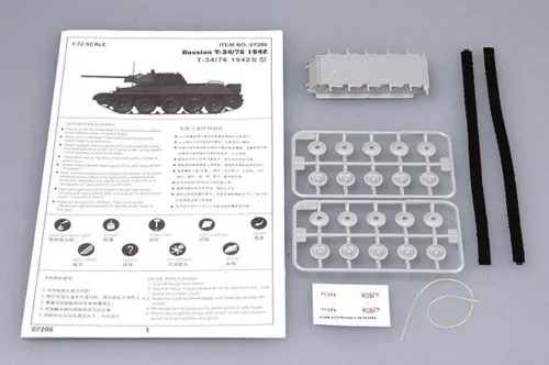 Trumpeter orosz T-34/76 – 1942-es változat – 1:72 harcjármű makett