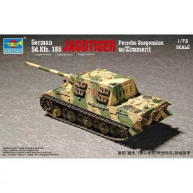   Trumpeter német Sd.Kfz. 186 Jagdtiger Zimmerit bevonattal, Porsche futóművel – 1:72 harcjármű makett