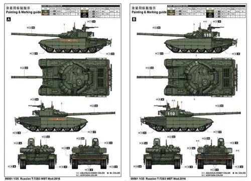 Trumpeter orosz T-72B3 MBT – 1:35 harcjármű makett