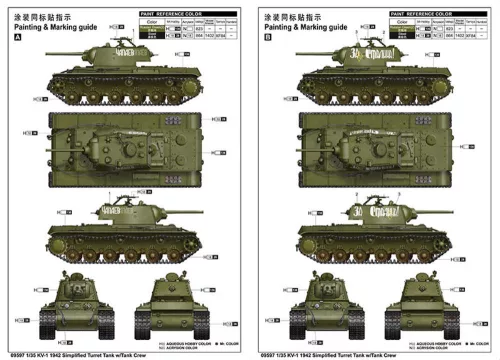 Trumpeter KV-1 1942 egyszerűsített tornyú harckocsi + harckocsiszemélyzet – 1:35 harcjármű makett