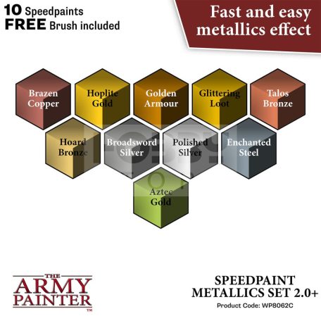 The Army Painter - SPEEDPAINT METALLICS PAINT SET 2.0- festékszett WP8062