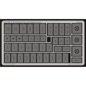   Eduard Accessories F-16 Falcon etch stencil data mask - F-16 Falcon maratott stencil- és adatfelirat-festő sablon