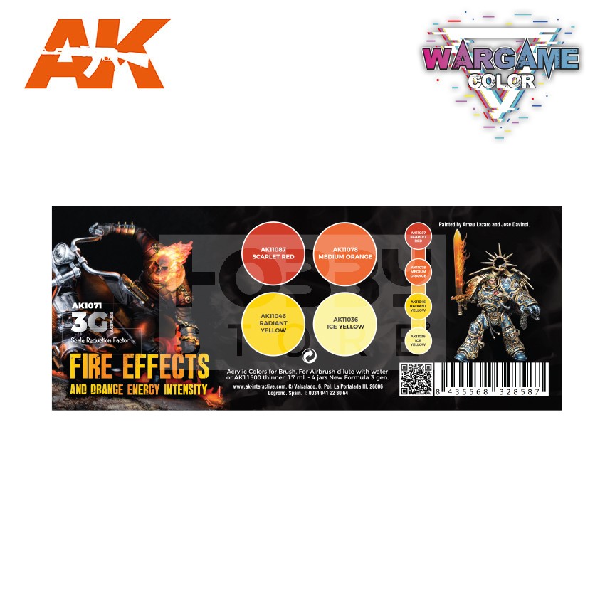AK Interactive WARGAME COLOR SET. FIRE EFFECTS. festék szett AK1071